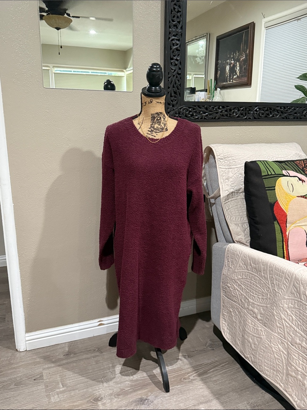 Jessica Simpson Burgundy Long Sleeve Sweater Dress